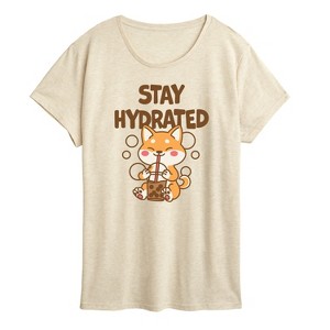 Women's - Instant Message - Stay Hydrated Shiba Inu Short Sleeve Graphic T-Shirt - 1 of 4