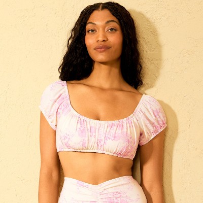 Shade & Shore Women's Shirred Bralette Bikini Top Floral - Shade & Shore™ Pink S — фото 3