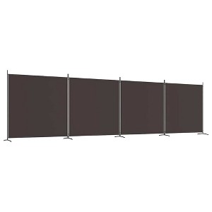 vidaXL 4-Panel Room Divider - Brown Fabric with Iron Frame, Durable and Foldable Modern Partition Screen, 274.8"x70.9" Size for Home and Office Use - 1 of 4