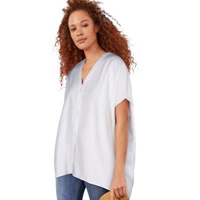 Ellos Women's Plus Size Oversized Linen-blend Tunic - 34/36, White : Target