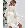 Womens Summer Lightweight Cardigan Long Sleeve Open Front Loose Beach Crochet Cover Up - 2 of 4