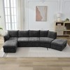 NicBex Modern 146.9" Pull Out Sofa Bed Linen Convertible Sleeper Sofa with Storage Ottoman and Chaise for Living Room - 3 of 4