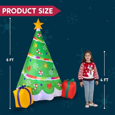 6 FT Green Inflatable Christmas Tree with LED Lights