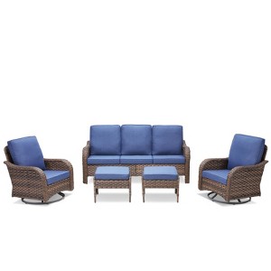 Buenhomino Patio Wicker Chairs Swivel Rocker Outdoor Rocking Chairs Set - 1 of 4