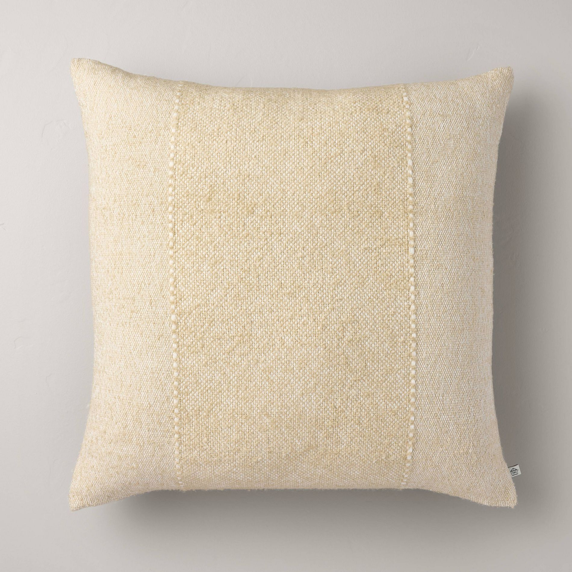 24"x24" Block Stripe Square Throw Pillow Heathered Beige - Hearth & Hand™ with Magnolia: Farmhouse Decor, Removable Cover