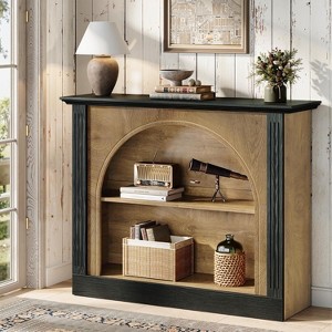 Tribesigns 3-Tier Console Table, 43.3"Entryway Table TV Console with arch Storage for Hallway, Living Room, Brown Black - 1 of 4