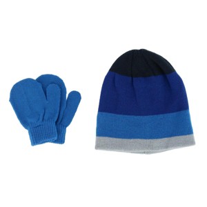 Grand Sierra Kids' 2-4 Striped 2-Piece Winter Beanie and Mitten Set - 1 of 4
