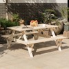 Gardenised Outdoor Wooden Patio Deck Garden 6-Person Picnic Table, for Backyard, Garden - 3 of 4