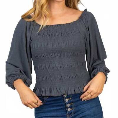 Women's Smocked & Ribbed Top - White Birch