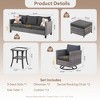 Outdoor Sectional With Swivel Chairs, 6-Pc Modular Outdoor Sofa Set w/ Swivel Chairs 3-Seat Couch & Ottomans, Sunproof Cushions, Black, 6 Pcs/Set - 2 of 4