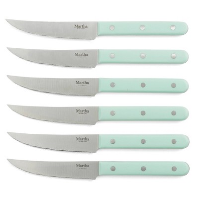Martha Blue 14-Piece Stainless Steel Knife Block Set with Acacia Wood Block