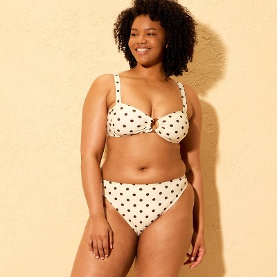 Shade & Shore Women's Polka Dot Mid-Rise High Leg Cheeky Coverage Bikini Bottom - Shade & Shore™ Multicolor M — фото 4