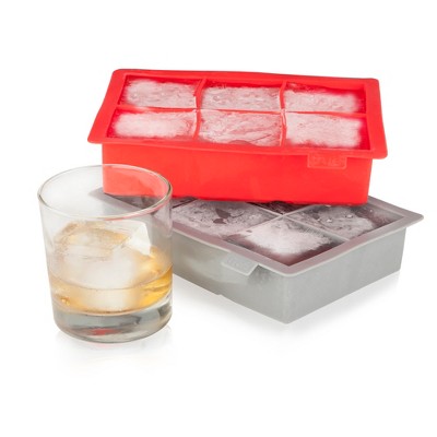 Red Silicone Extra Large Ice Cube Tray for 2-Inch Cubes
