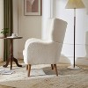 Gulches White Teddy Fabric Accent Chair, 41" Upholstered Living Room Chair with 5.5-Inch Thick Cushions,Sturdy Birch Wood Legs, Mid-Century Chair - 4 of 4