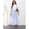 Clearlove Womens Mesh See Through Shirts Puff Sleeve Long Dresses Belt V Neck Button Down Flowy Ruffled Casual Club Party Outfit - 3 of 4