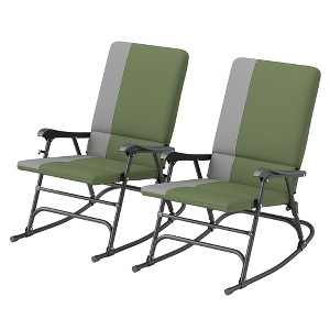Outdoor Rocking Chairs Set of 2, Folding Rocking Chair Set, 400 lbs. Capacity, Wide Seat, Padded High - 1 of 4