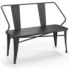 VINGLI 45” Outdoor Metal Bench, Industrial Dining Bench with Removable Backrest, 2-3 Person Vintage Porch Bench for Kitchen Patio - 1 of 4