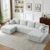 Compressible Corduroy U-Shaped Modular Sectional Sofa with Pocket Spring Support, Minimalist Cloud Couch for Living Room - 3 of 4