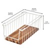 The Ría Safford Collection by iDesign Open Front Wire Basket with Acacia Wood, 16" x 8" x 6", Coconut - 3 of 4