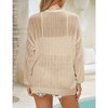 Womens Milanese Knit Cardigan Semi Sheer Lace Beach Cover Ups Open Front Cardigan Ribbed Cuff Open Front Sweater - image 2 of 4