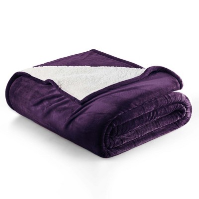 Velvet Plush Blanket with Faux Shearling Reverse - Great Bay Home