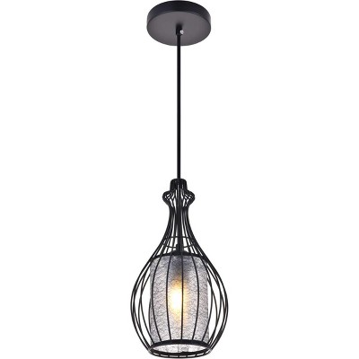 Miya Contemporary Black Pendant Light 6.7" Acrylic & Metal