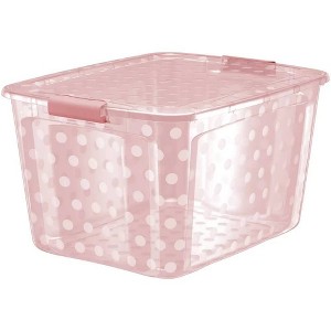 Bella Storage Solution 80qt Polka Dots Locking Lid Tint Pink - 1 of 4