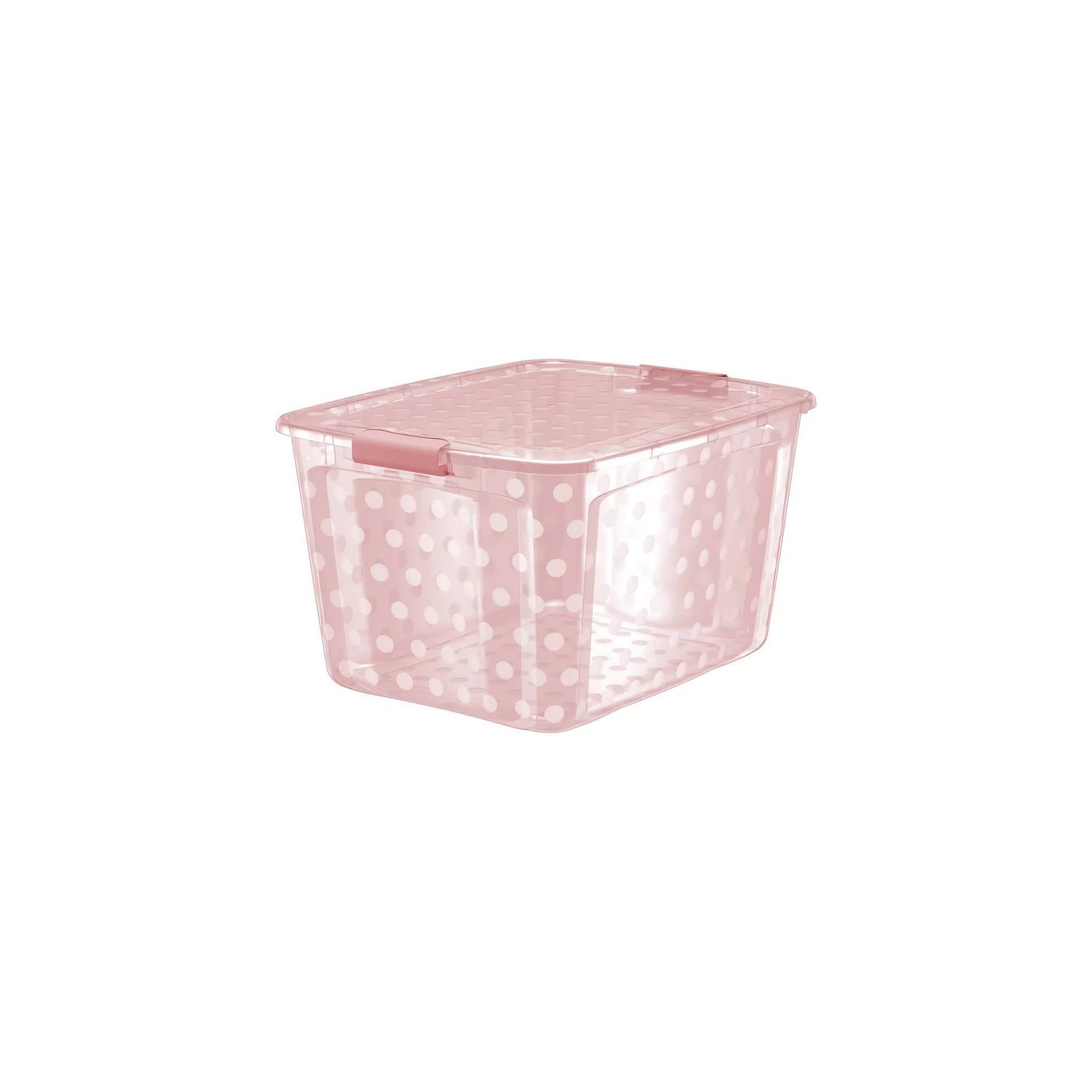 Bella Storage Solution 80qt Polka Dots Locking Lid Tint Pink