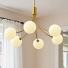 YANSUN 6-Light Chandelier, Traditional Branch Style, 150mm Milk White Glass Spheres, Metal & Glass Construction, G9 Socket, Brass Finish, 110V - 2 of 4