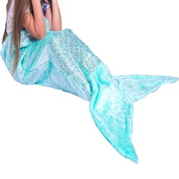 PixieCrush Mermaid Tail Blanket for Teenagers,Adults & Kids, Thick Plush Super Comfy Fleece, Small, Shiny Green