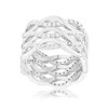 Slickblue Women’s 0.88ct CZ Rhodium-Plated Cocktail Ring, Contemporary Twist Design, Wide Band, Size 5-10 - 2 of 4