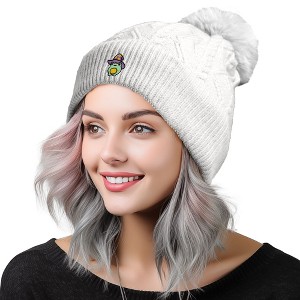 Dalix Sorcerer Frog Cable Knit Pom Beanie - 1 of 4