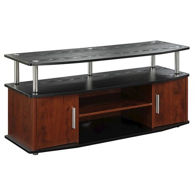 Designs2Go Monterey TV Stand for TVs up to 60" with Cabinets and Shelves Cherry/Black - Breighton Home