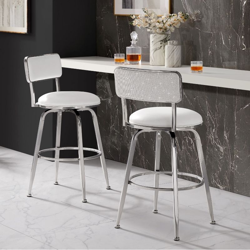 Baltimore Metal and Upholstered Swivel Bar Height Stool Chrome - Hillsdale Furniture, 4 of 13