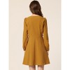 Allegra K Women's Square Neck Long Sleeve Button Front Corduroy Dress with Belt - 4 of 4