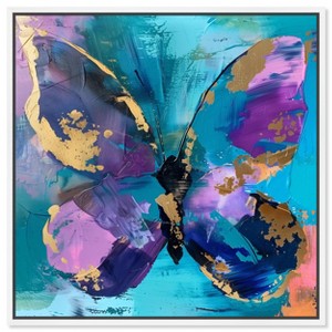 Art Remedy Jewel Toned Butterfly Colorful buterfly and flowers wall art Framed - 1 of 4