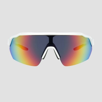 Men's Shield Sunglasses with Mirrored Lenses - All in Motion White