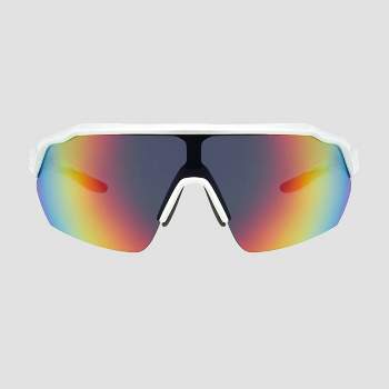 Men's Shield Sunglasses with Mirrored Lenses - All in Motion™ White