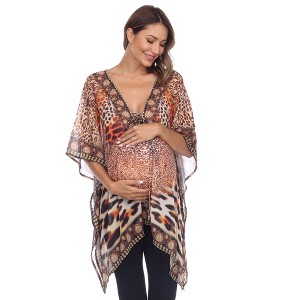 Maternity Plus Size Short Caftan with Tie-up Neckline - White Mark - 1 of 4