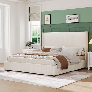 Upholstered Platform Bed Frame with Storage Drawers and Tufted Wingback Headboard, Easy Assembly - 1 of 4