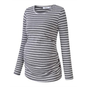 Maternity Shirt Side Button and Ruched Maternity Tunic Tops - 1 of 4