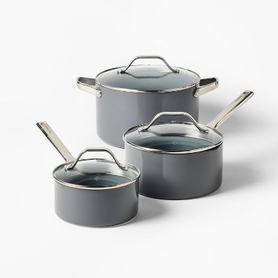12pc Nonstick Ceramic Coated Aluminum Cookware Set Dark Gray - Figmint™