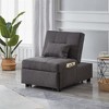 Multi-Functional Folding Ottoman Breathable Linen Fabric Recliner Chair Bed With Adjustable Backrest Modern Convertible Chair - 2 of 4