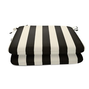 Casual Cushion Stripe Sunbrella Fabric 2-Piece Indoor/Outdoor Seat Pad Cushion, 20"W x 18"L - 1 of 4