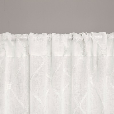 White Sheer Embroidered Rod Pocket Curtain Panel