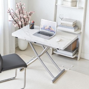 Mshliw Adjustable Height Lift Table with 0.8" MDF Top and Metal Legs, Multifunctional Coffee, Dining, Office & Dressing Table - 1 of 4