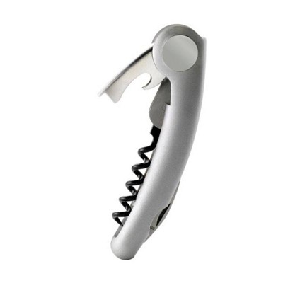 Compact White Magnetic Waiter's Corkscrew with Foil Cutter