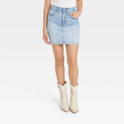 High waisted light 2025 wash denim skirt