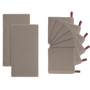 PiccoCasa 100% Cotton Absorbent Kitchen Quick Drying Towel and Dishcloth Towels 8 Pcs - 1 of 4