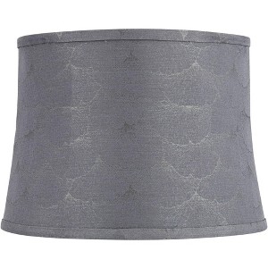 Springcrest Tieling 14" Top x 16" Bottom x 11 1/2" High x 11 1/2" Slant Print Lamp Shade Replacement Medium Gray Drum Softback Washer Harp Finial - 1 of 4